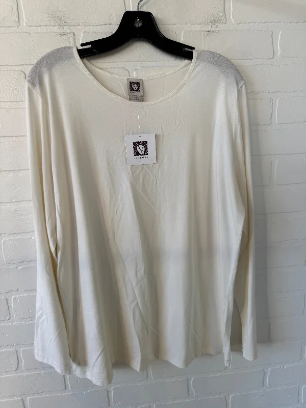 Top Long Sleeve Basic By Anne Klein In Cream, Size: 1x