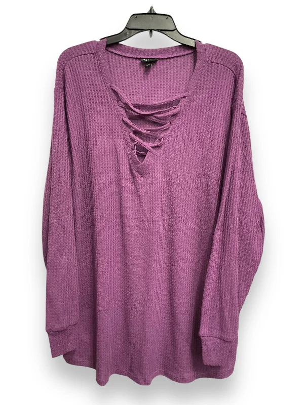 Top Long Sleeve Basic By Torrid In Purple, Size: 2x