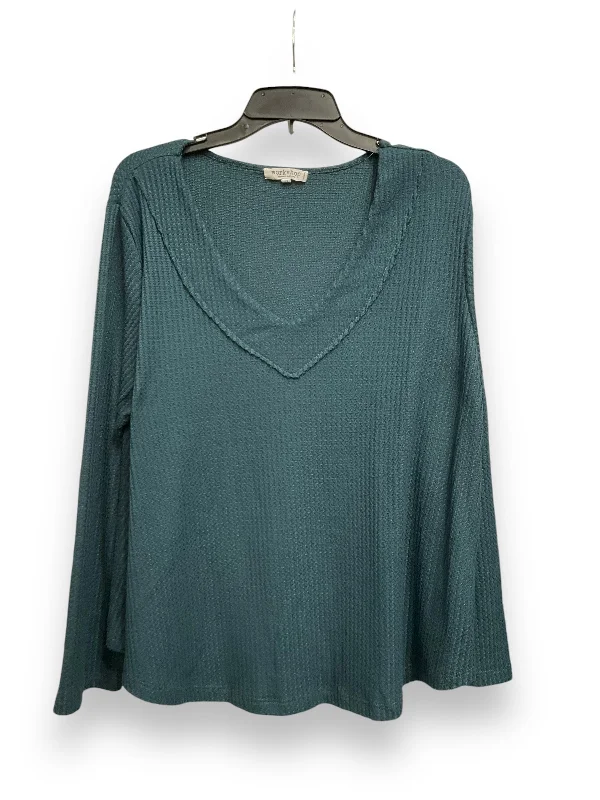 Top Long Sleeve Basic By Workshop In Green, Size: 1x