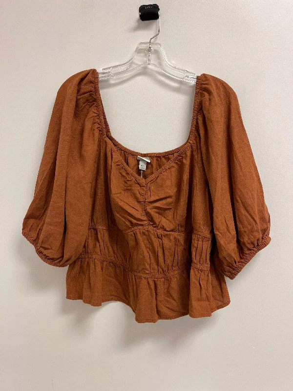 Top Long Sleeve By A New Day In Brown, Size: 2x