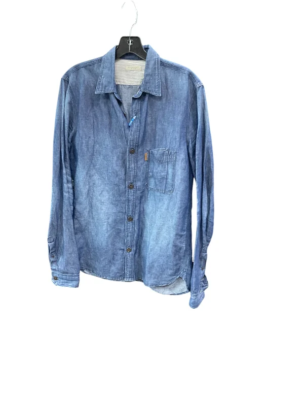 Top Long Sleeve By Burberry In Blue Denim, Size: M