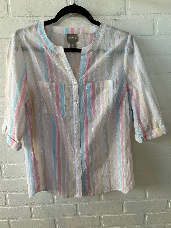 Top Long Sleeve By Chicos In Pink & Yellow, Size: S