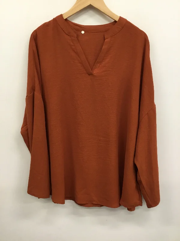 Top Long Sleeve By Clothes Mentor In Orange, Size: 3x