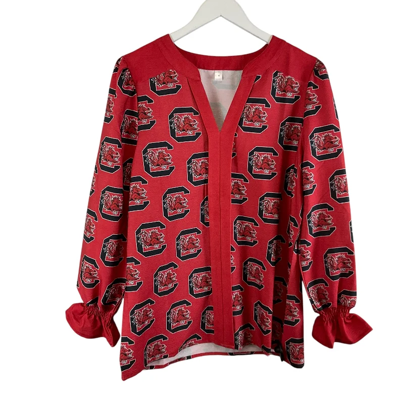 Top Long Sleeve By Clothes Mentor In Red, Size: M