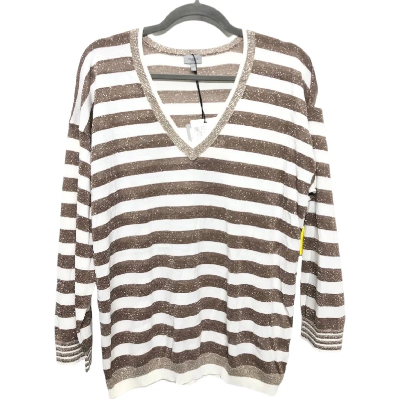 Top Long Sleeve By Cma In Brown & White, Size: L