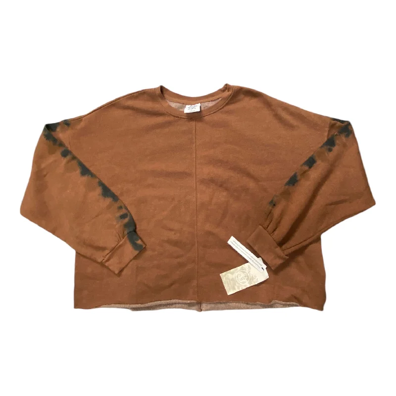 Top Long Sleeve By Cmc In Brown, Size: L