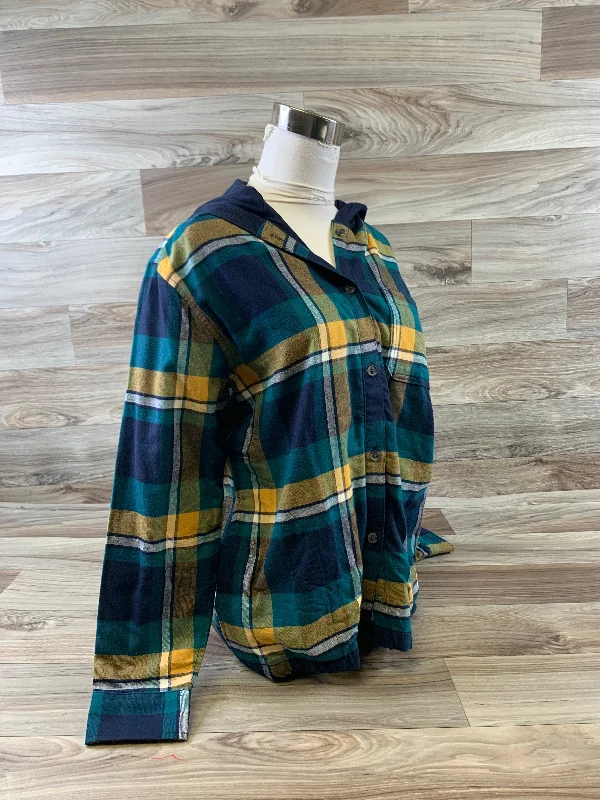 Top Long Sleeve By Eddie Bauer In Plaid Pattern, Size: M