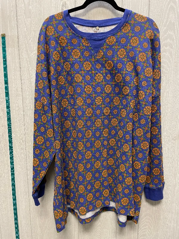 Top Long Sleeve By Free People In Blue & Orange, Size: L