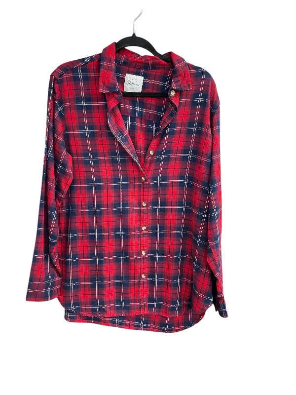 Top Long Sleeve By Jachs Girlfirend In Plaid Pattern, Size: L