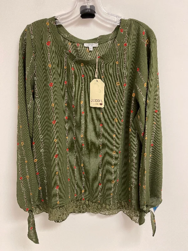 Top Long Sleeve By Jodifl In Green, Size: L