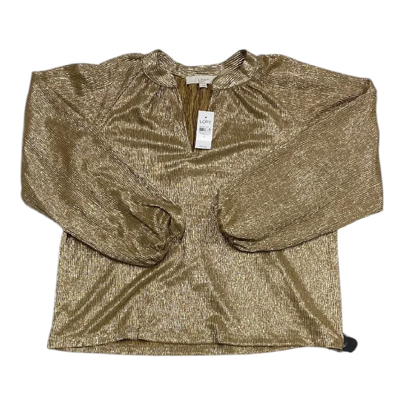 Top Long Sleeve By Loft In Gold, Size: S