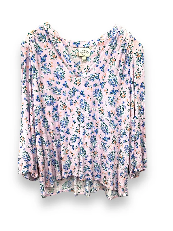 Top Long Sleeve By St Johns Bay In Lilac, Size: L