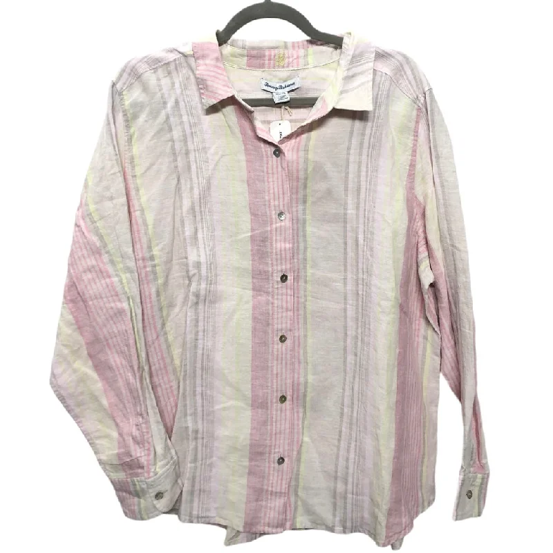 Top Long Sleeve By Tommy Bahama In Green & Pink, Size: Xl