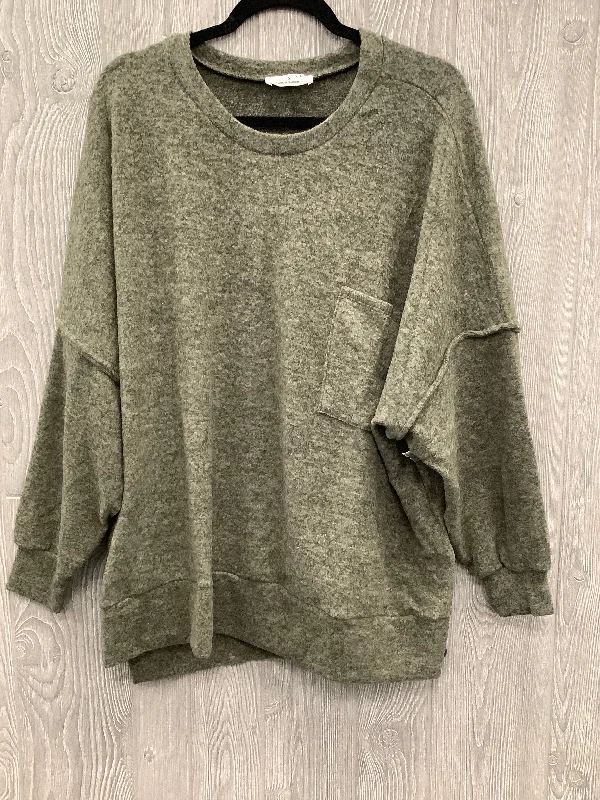 Top Long Sleeve By Zenana Outfitters In Green, Size: 1x