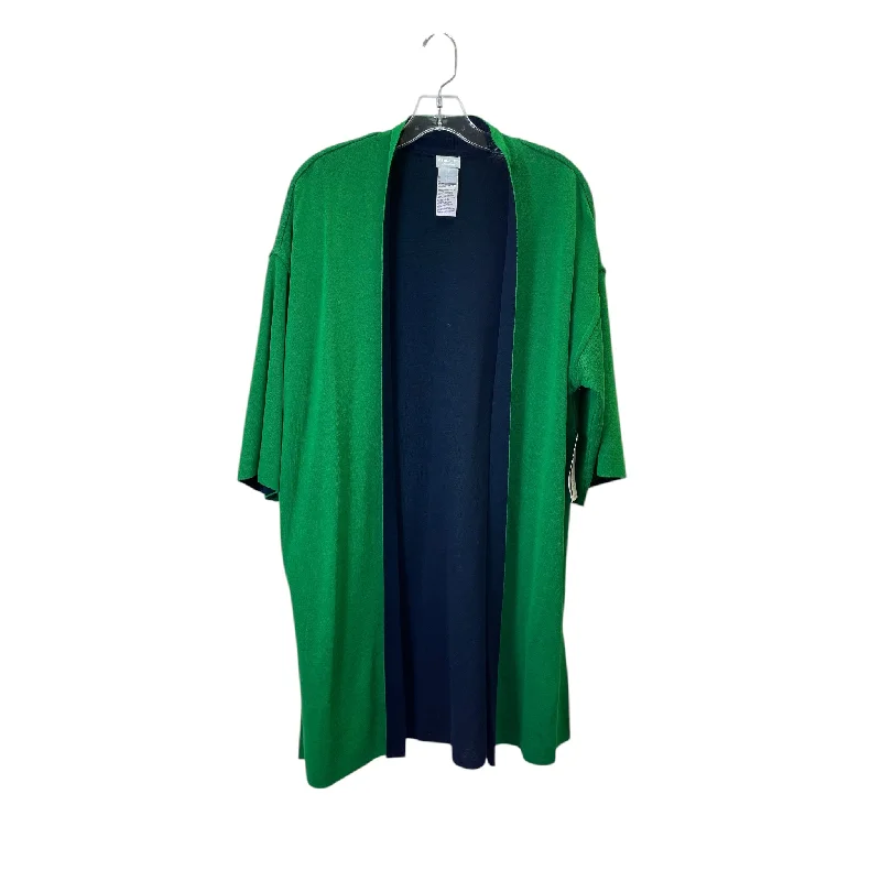 Sweater Cardigan By Chicos In Blue & Green, Size:L