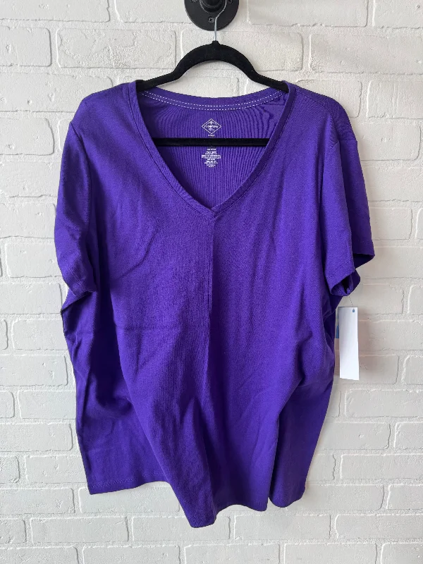 Top Short Sleeve Basic By St Johns Bay In Purple, Size: 2x