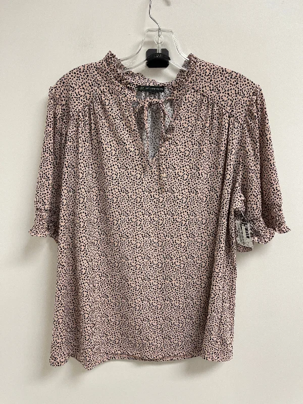 Top Short Sleeve By Adrianna Papell In Black & Pink, Size: Xl