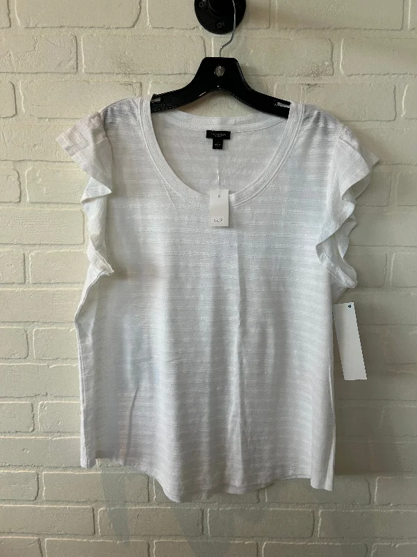 Top Short Sleeve By Ann Taylor In White, Size: L