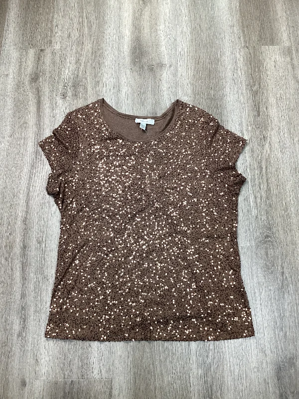 Top Short Sleeve By Dressbarn In Brown, Size: 1x