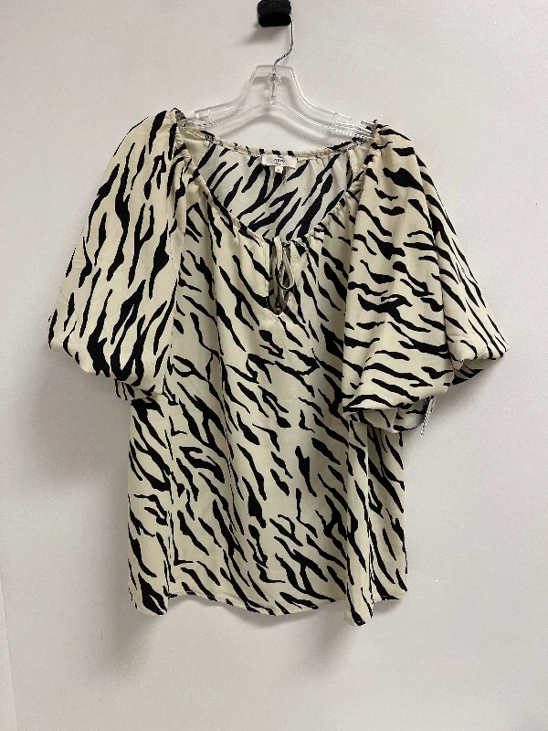 Top Short Sleeve By Entro In Black & Cream, Size: L