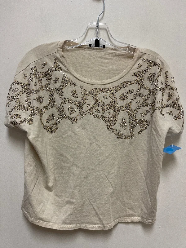 Top Short Sleeve By Express In Cream, Size: Xs