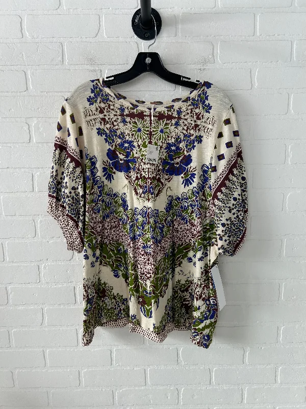 Top Short Sleeve By Free People In Cream & Red, Size: L