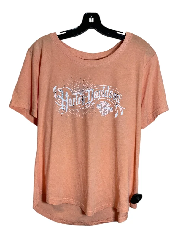 Top Short Sleeve By Harley Davidson In Orange, Size: 2x