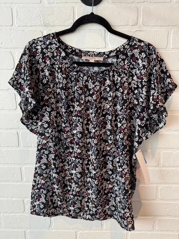 Top Short Sleeve By Loft In Black & White, Size: M