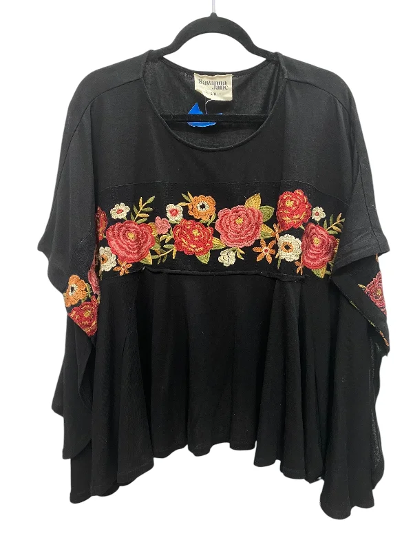 Top Short Sleeve By Savanna Jane In Black, Size: M