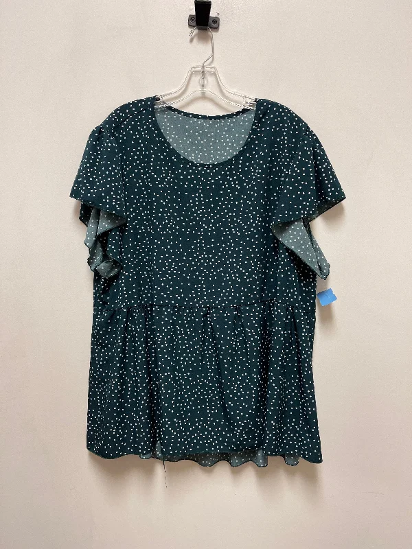 Top Short Sleeve By Shein In Green & White, Size: 4x