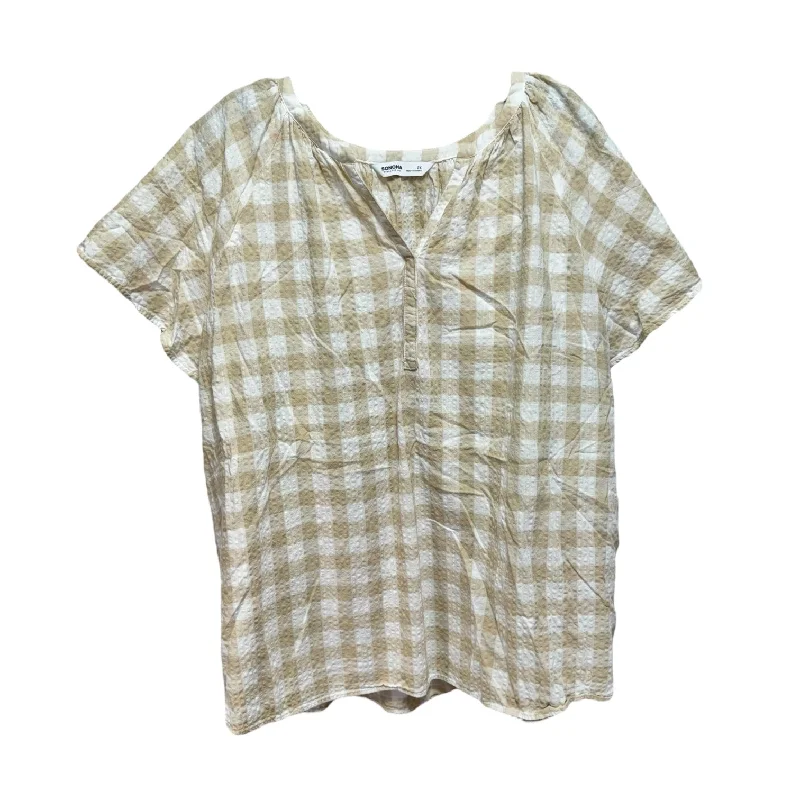 Top Short Sleeve By Sonoma In Checkered Pattern, Size: 2x