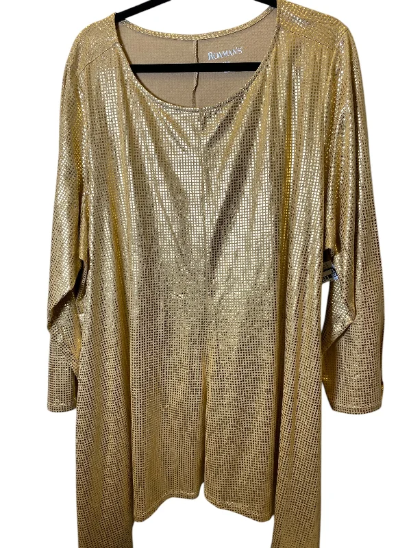 Tunic Short Sleeve By Roamans In Gold, Size: 2x