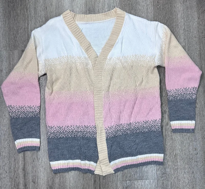 Cardigan By Clothes Mentor In Striped Pattern, Size: L