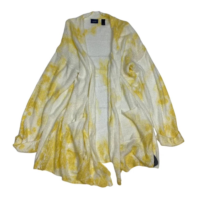 Cardigan By Daytrip In White & Yellow, Size: L