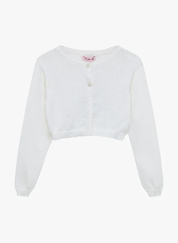 Sophie Cropped Cardigan in White