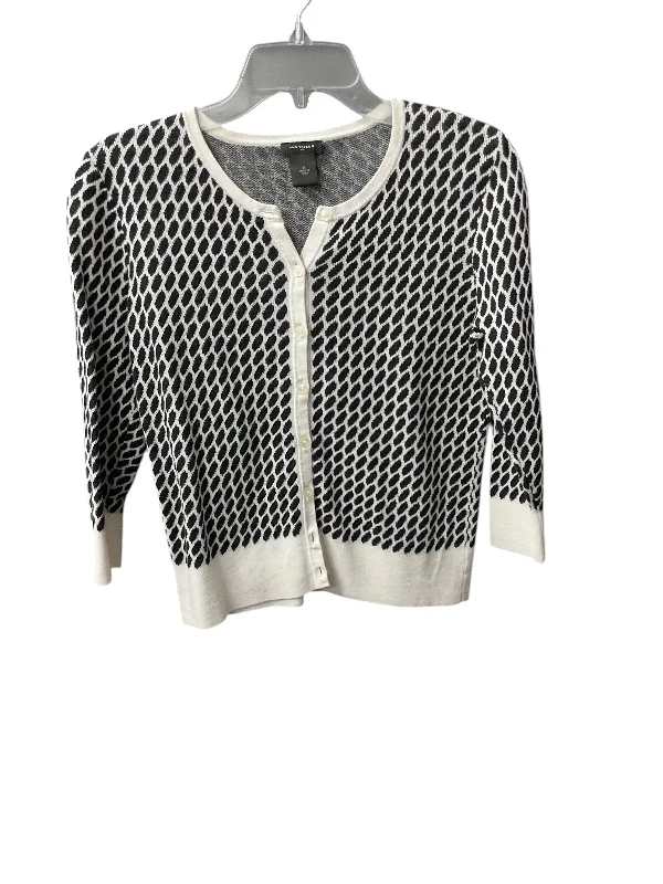 Sweater Cardigan By Ann Taylor In Black & White, Size: S