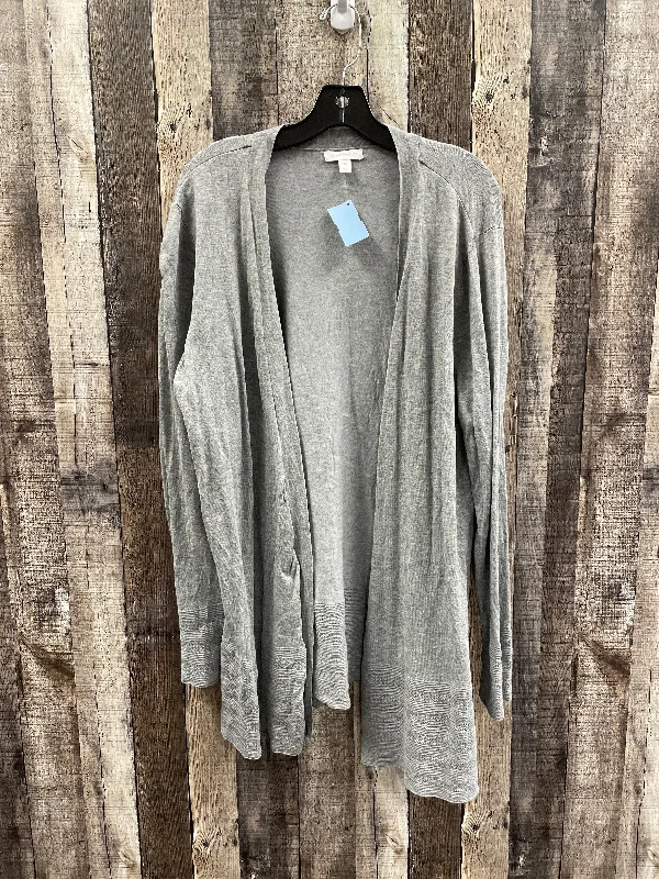 Sweater Cardigan By Charter Club In Grey, Size: Xxl