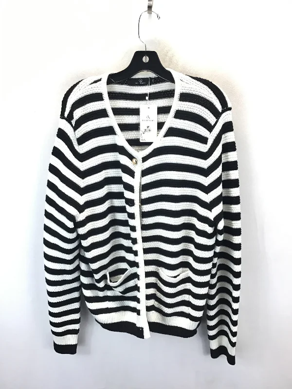 Sweater Cardigan By Clothes Mentor In Black & White, Size: Xl