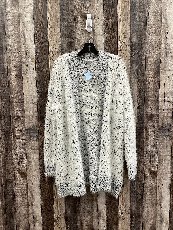 Sweater Cardigan By Falls Creek In Black & White, Size: S