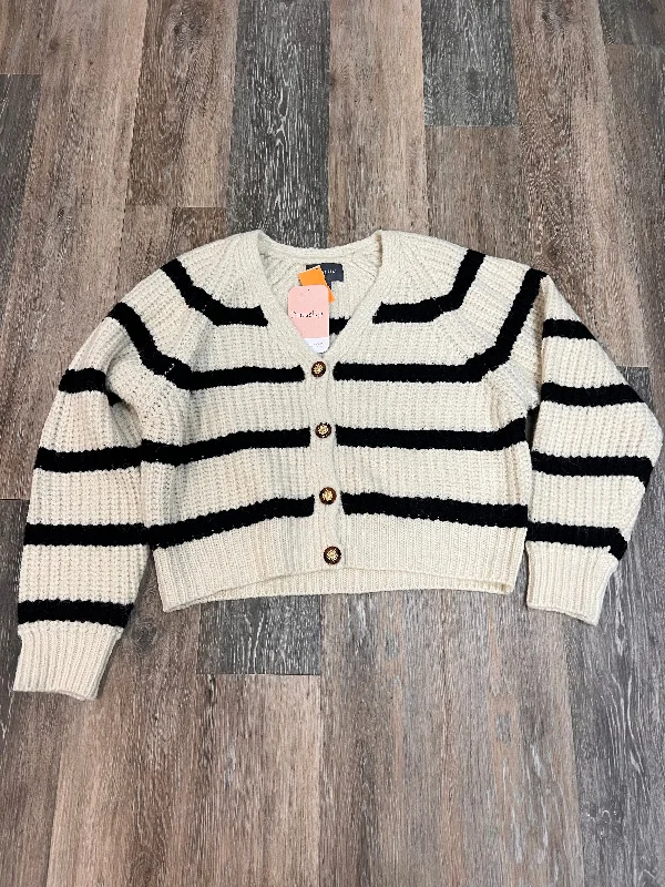 Sweater Cardigan By Hudson Gray In Striped Pattern, Size: L