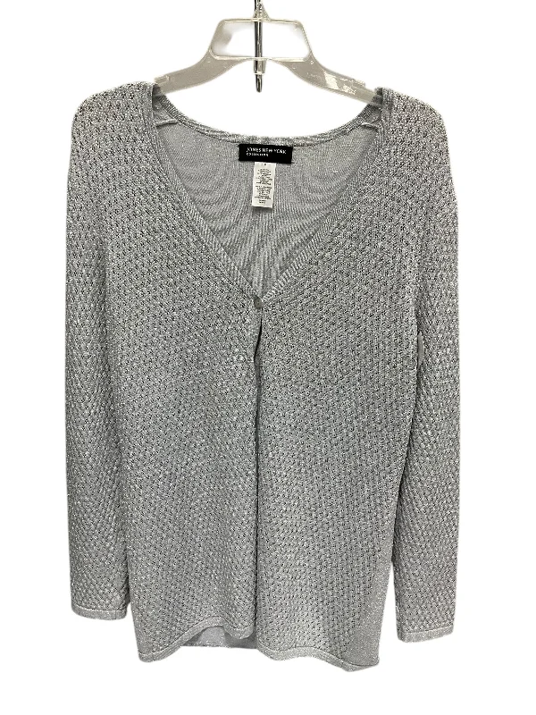 Sweater Cardigan By Jones New York In Silver, Size: S