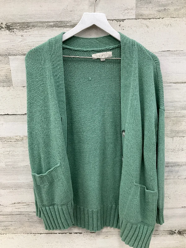 Sweater Cardigan By Loft In Green, Size: M