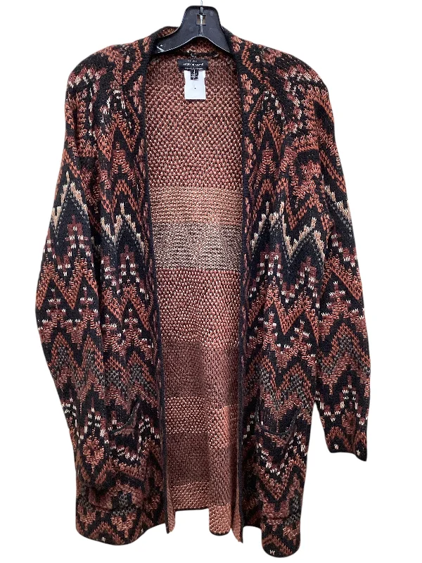 Sweater Cardigan By Lucky Brand In Black & Brown, Size: M