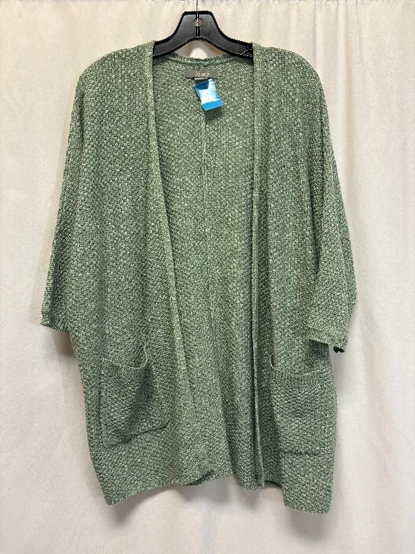 Sweater Cardigan By Natural Reflections In Green, Size: S