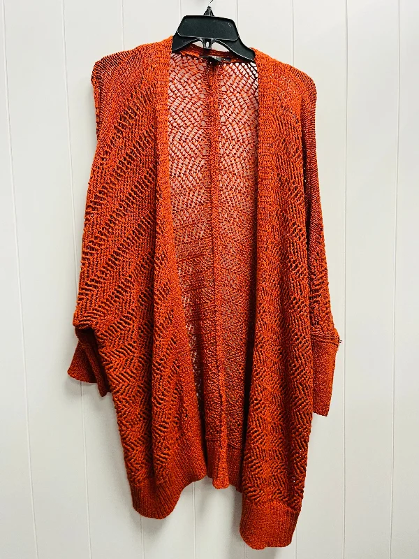 Sweater Cardigan By Tahari By Arthur Levine In Orange, Size: Xl