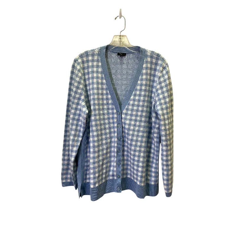 Sweater Cardigan By Talbots In Blue & White, Size:Xlp