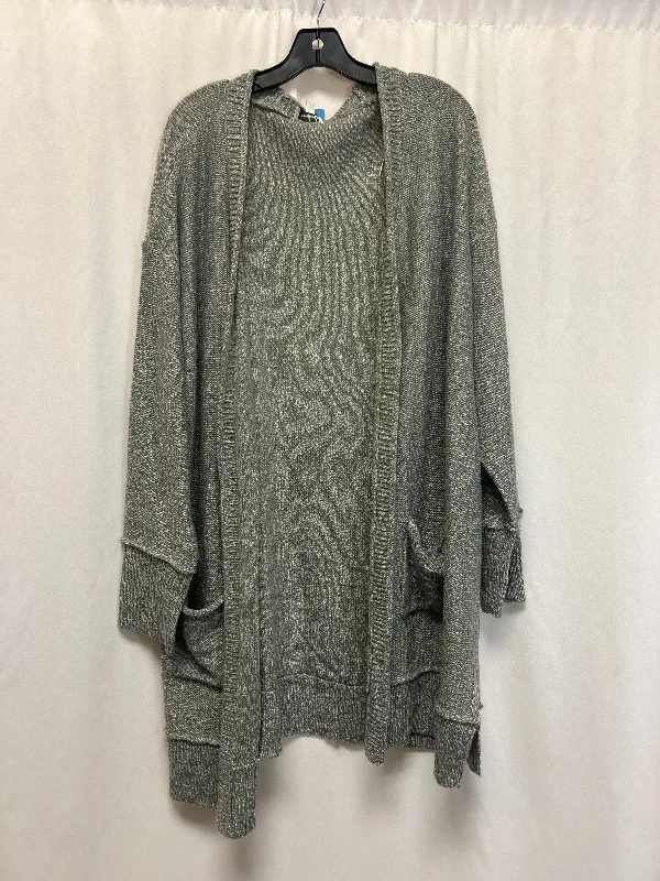 Sweater Cardigan By Wonderly In Grey, Size: 2x