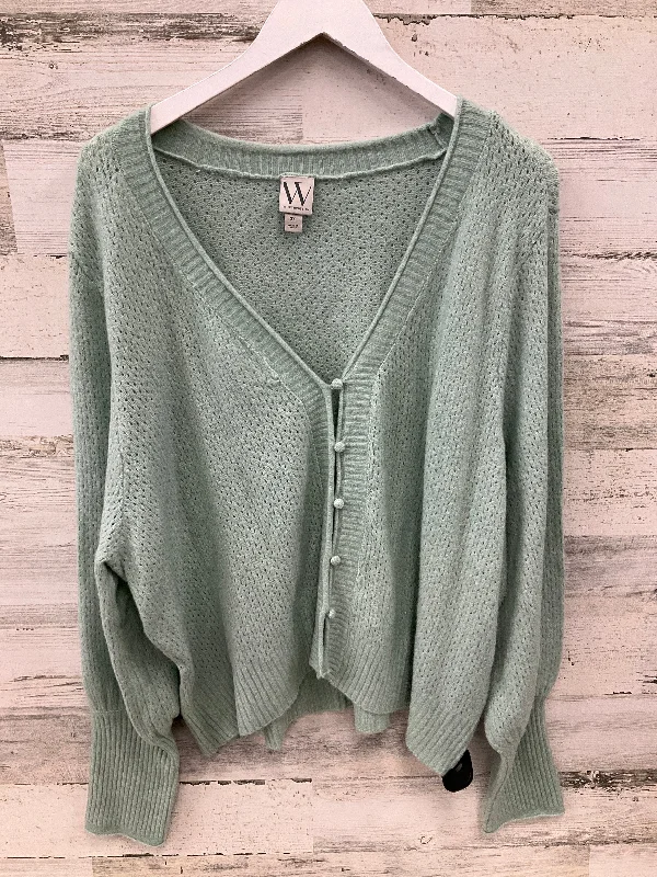 Sweater Cardigan By Worthington In Green, Size: 3x