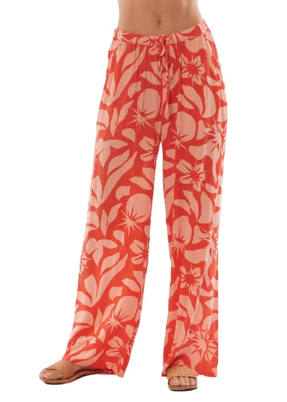 Beach Bliss Woven Pant In Tangerine