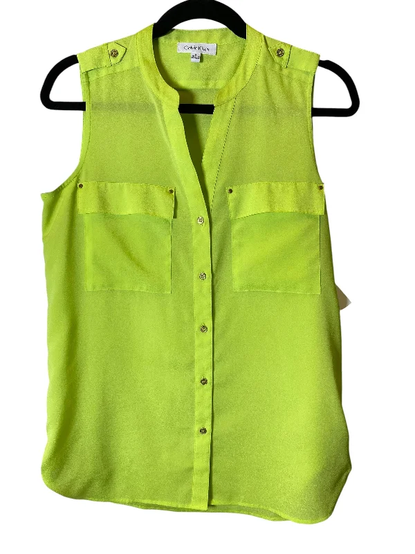 Blouse Sleeveless By Calvin Klein In Green, Size: S